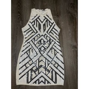 EXPRESS White sequence mini body con dress